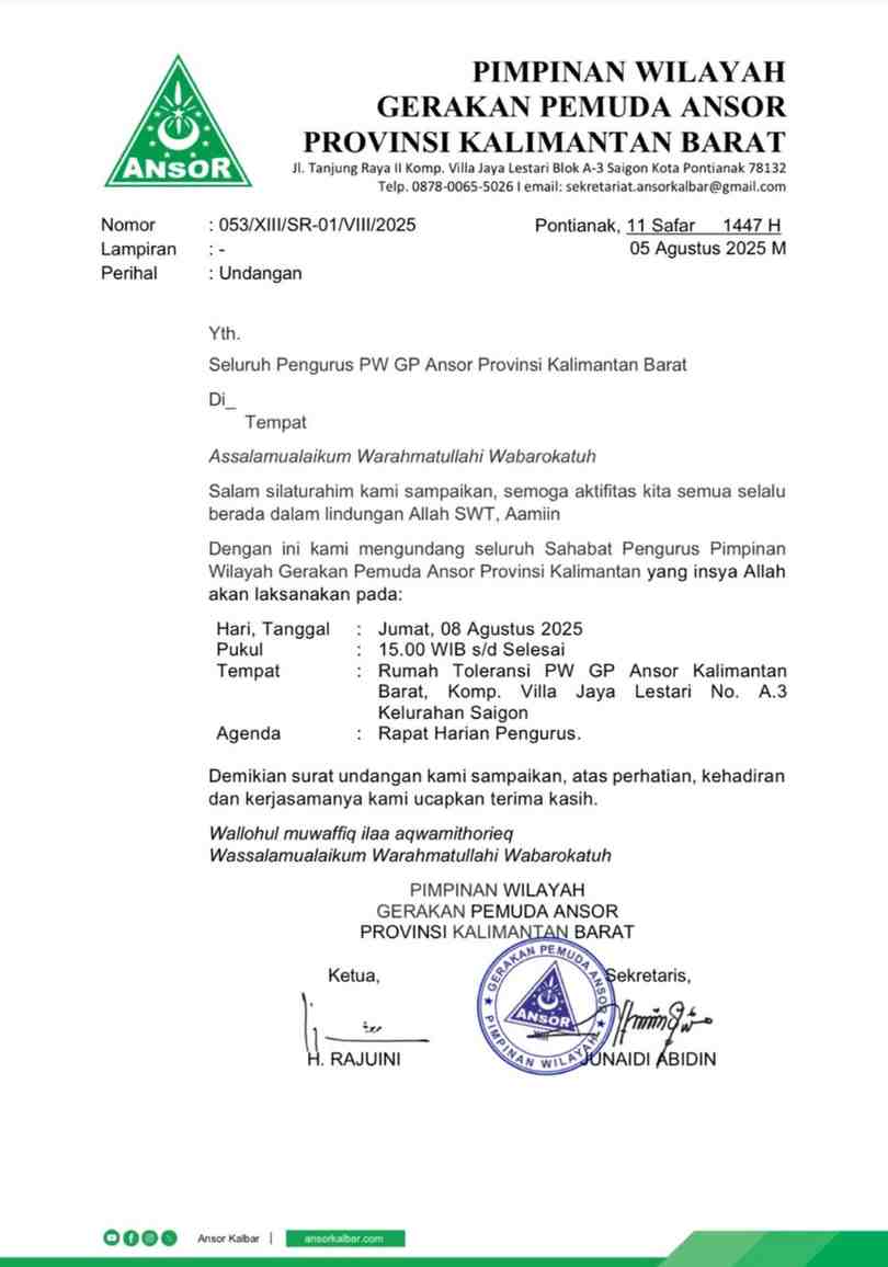 Kegiatan PW GP Ansor Kalbar